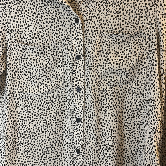 Sanctuary Polka Dot Button Down Blouse XS Black & Cream Rayon Lightweight Chic - Picture 6 of 8